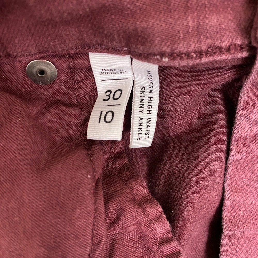 LOFT Skinny Ankle Pants Womens 30 10 Modern High Waist Burgundy Wine Red Stretch - Picture 3 of 12